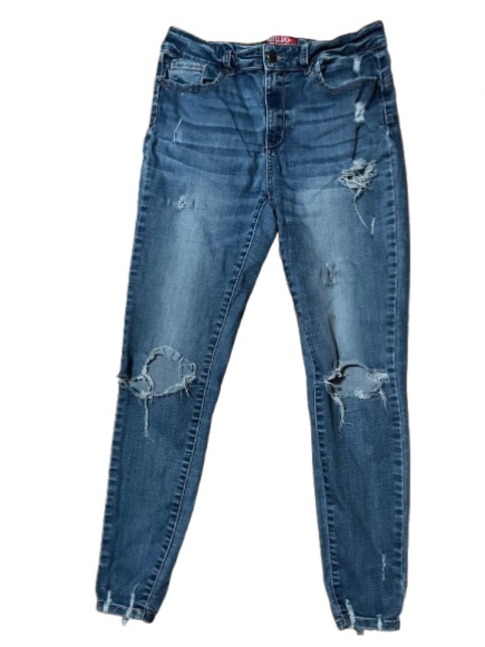 Wax Jean Butt I Love You Distressed Blue Stretch Jeans for Women Size 11